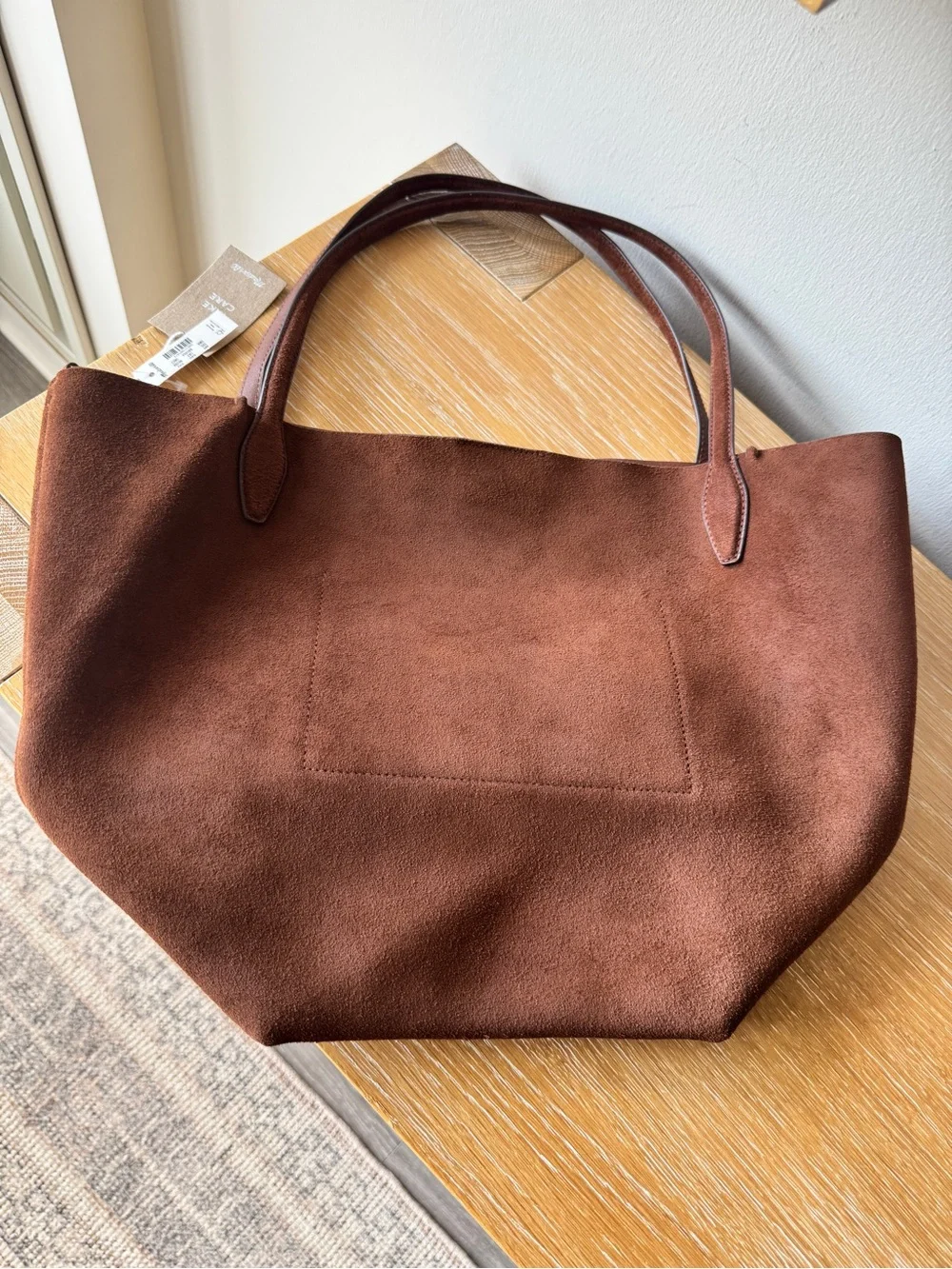 NWT! MADEWELL The Shopper Tote in Suede, Soft Mahogany Brown NR388 Oversized Bag - Picture 9 of 16